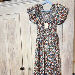 Doen Floral Liberty Fabric Cotton Villette Midi Dress